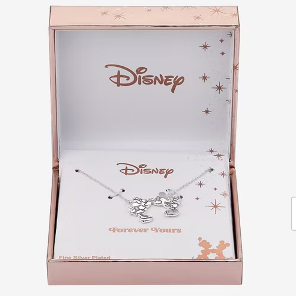 Disney Classics Jewelry | Mickey & Minnie Kissing Silver Plated Pendant Necklace - Picture 3 of 10